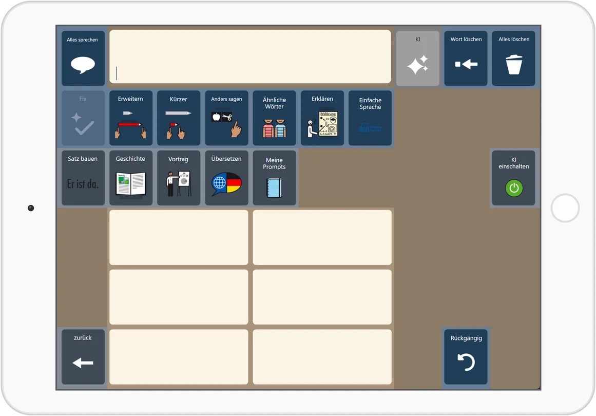 Scripo Anchor, Raster 6&times;10: die KI-Seite &ndash; Text erweitern, k&uuml;rzen, anders sagen, &uuml;bersetzen und eigene Prompts