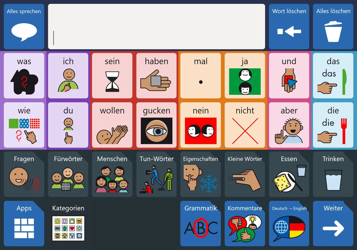 TwinTalk f&uuml;r Grid, Startseite auf Deutsch
